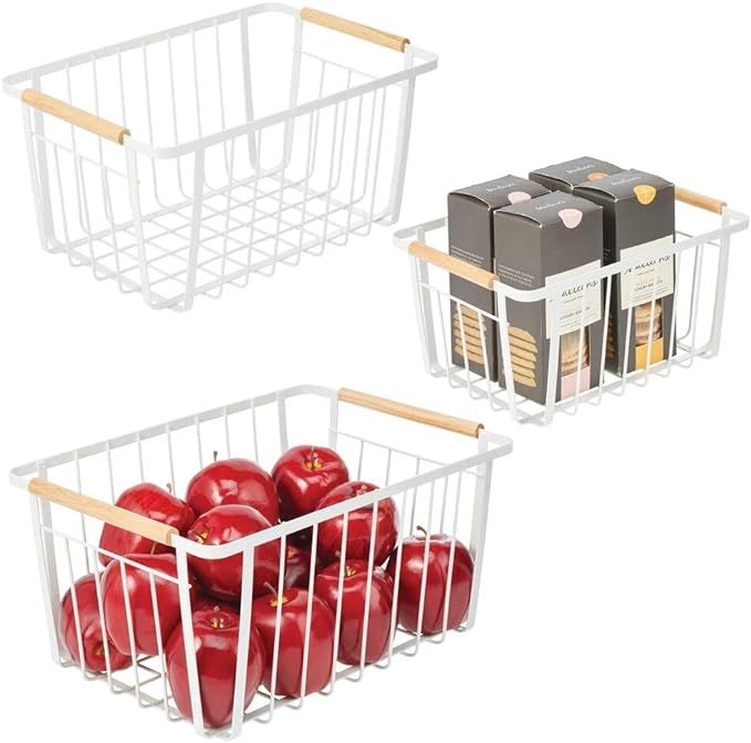 mDesign Farmhouse Decor Metal Wire Pantry, Home Organizer Storage Bin Basket - for Cabinets, Shel... | Amazon (US)