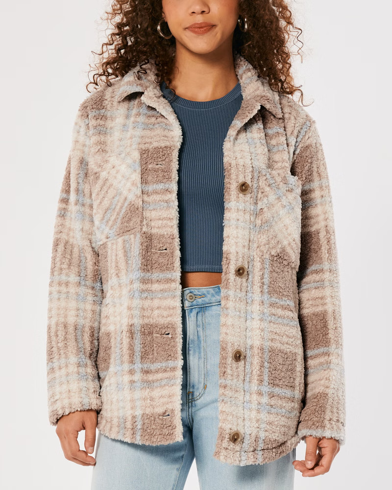 Women's Sherpa Shirt Jacket | Women's Jackets & Coats | HollisterCo.com | Hollister (US)