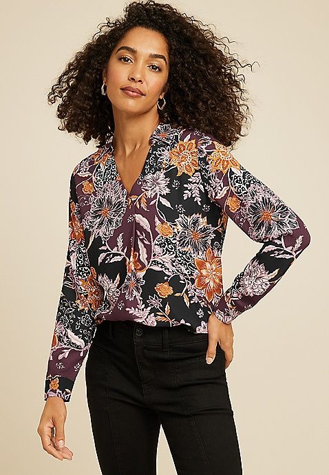Atwood Floral Pleated Blouse | Maurices
