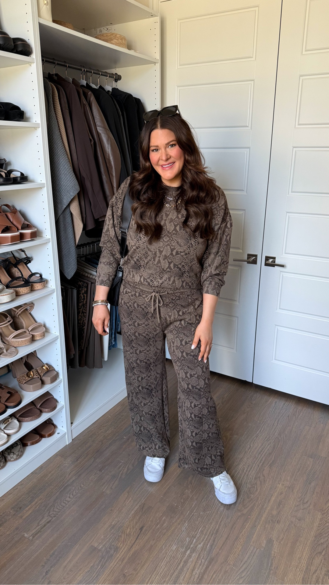 Size: Large

This Walmart lounge set has no business looking this good.

The monochromatic snakeskin print + relaxed wide-leg pants make it feel way more elevated than your typical lounge set — but it’s still comfy enough for an actual lounge day. And you already know I love a matching set that does all the styling for me.

Wear it with sneakers for errands and travel days, or swap in a cute sandal or bootie to dress it up. Affordable fall fashion that looks expensive = immediate add to cart.

#WalmartFashion #WalmartFinds #MidsizeFashion #FallOutfits #AffordableFashion

#LTKgrwm #LTKdayinmylife #LTKMidsize