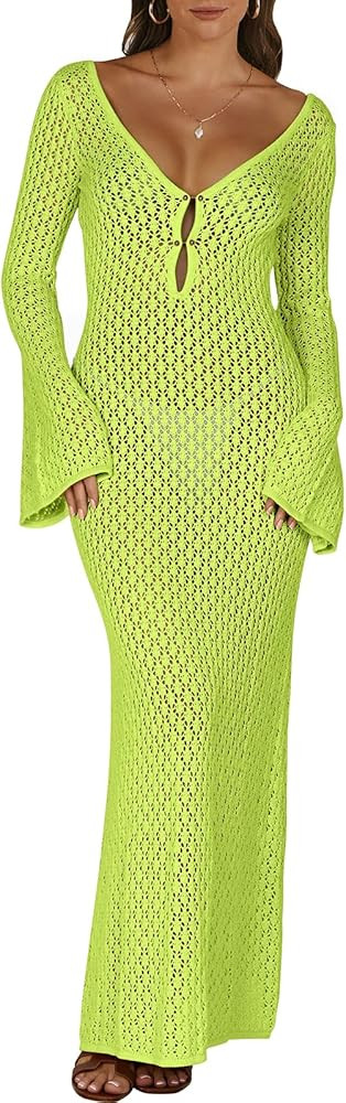 ANRABESS Womens Swimsuit Swim Crochet Cover Up 2024 Summer Knit Bathing Suit Sexy Swimwears Vacat... | Amazon (US)