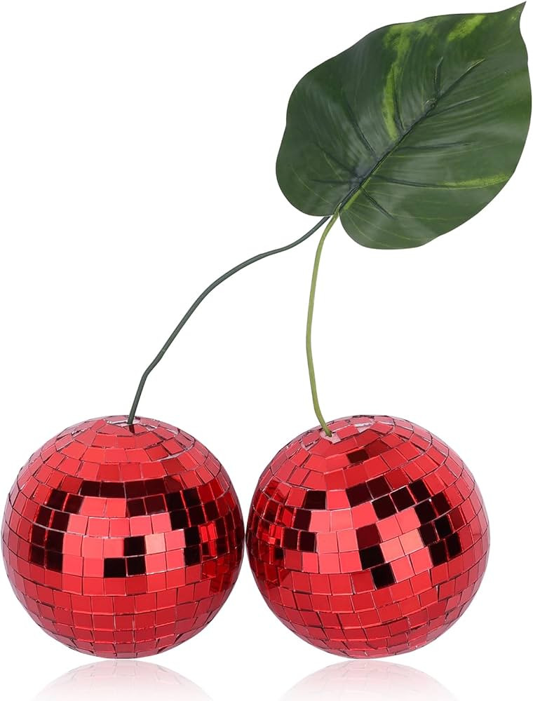 Cherry Disco Ball Decor, Double Mirror Ball Cherry Decor for DJ Club Stage Bar Party Wedding Holi... | Amazon (US)