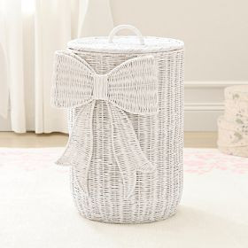 LoveShackFancy Woven Bow Lidded Hamper (18"x 26") | Pottery Barn Teen