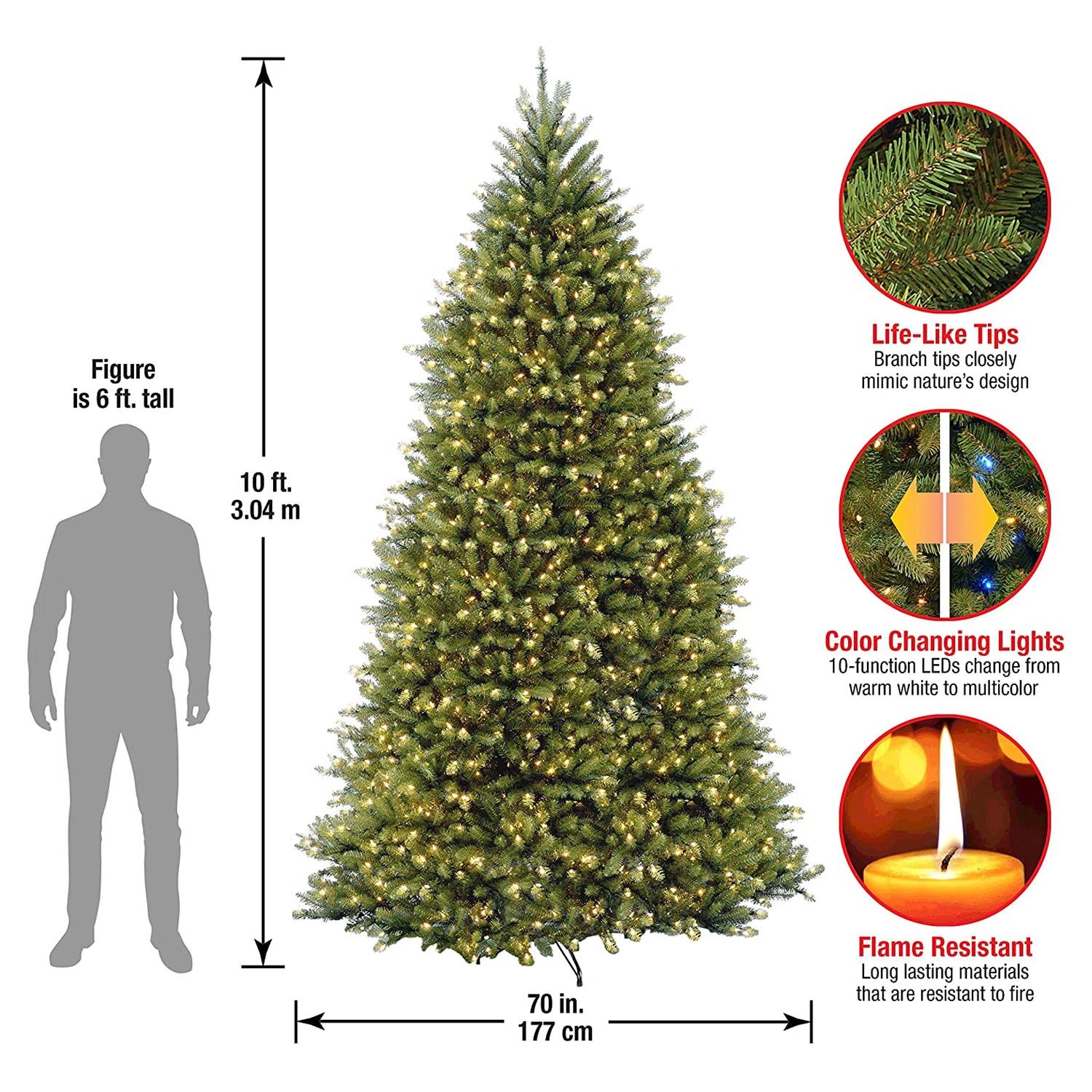 Dunhill Fir 10' Lighted Artificial Fir Dunhill Fir Christmas Tree | Wayfair North America