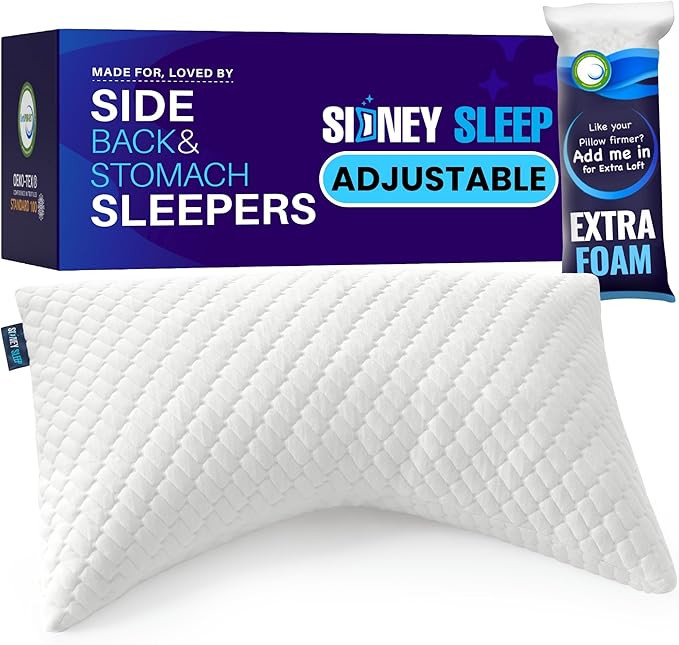 Sidney Sleep Pillow for Side and Back Sleepers - Comfort for Neck and Shoulder Pain - Adjustable ... | Amazon (US)