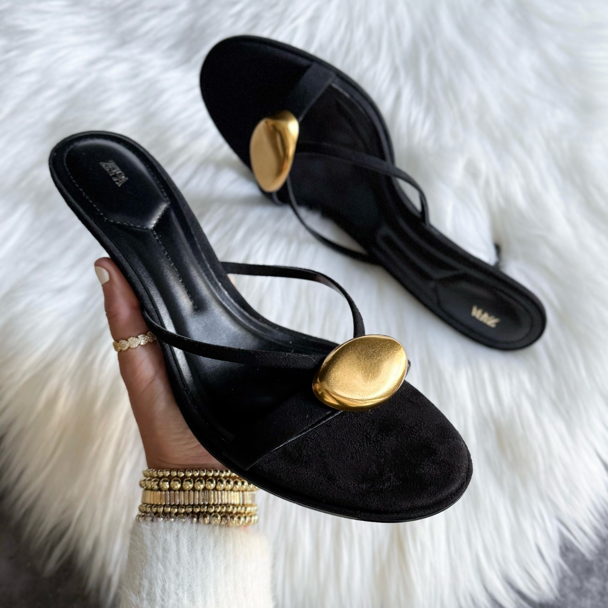 Sandals with metallic details size up half size 