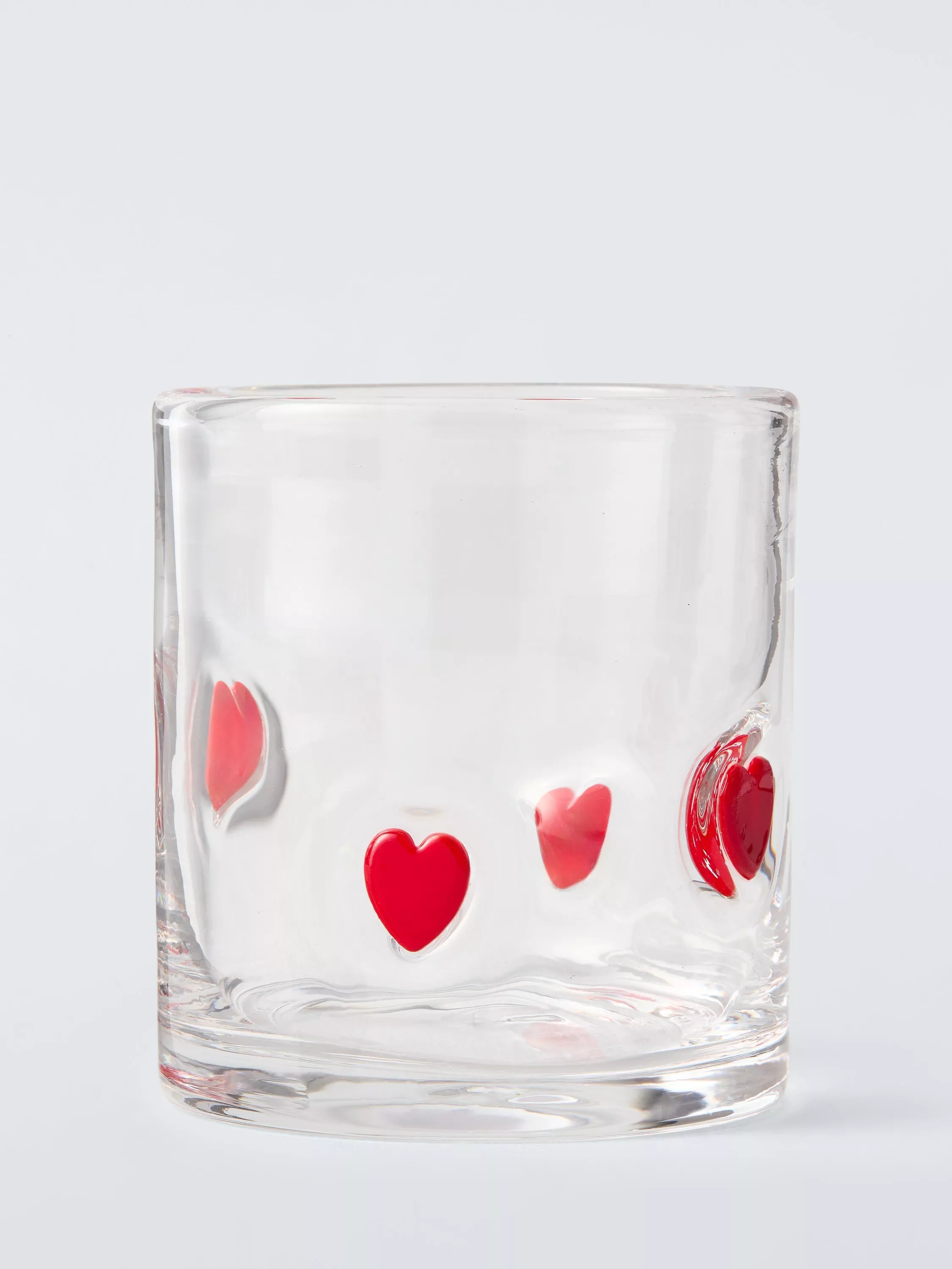 John Lewis Heart Icon Glass Tumbler, 360ml, Clear/Red | John Lewis (UK)