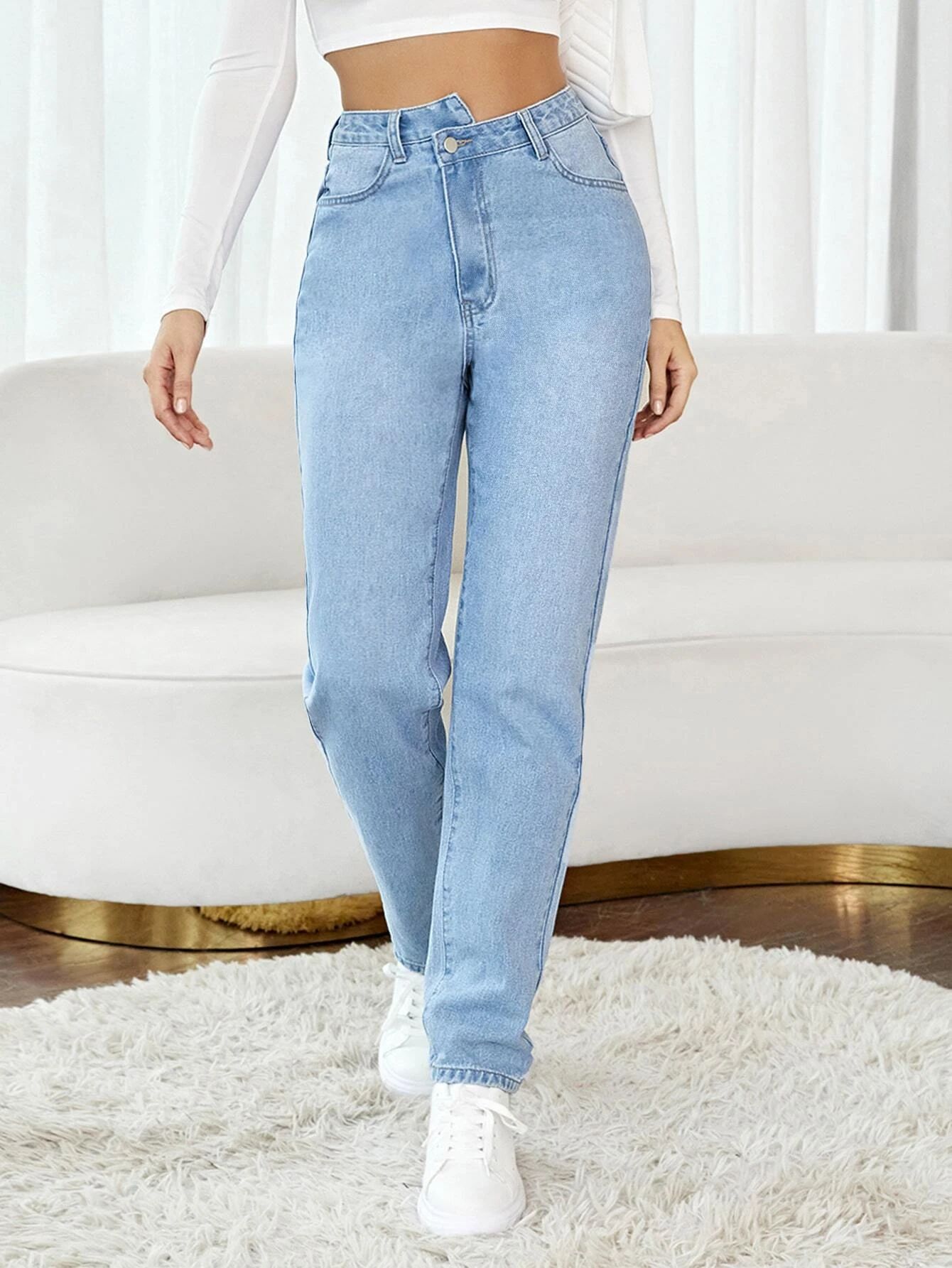 High Waist Light Wash Jeans | SHEIN