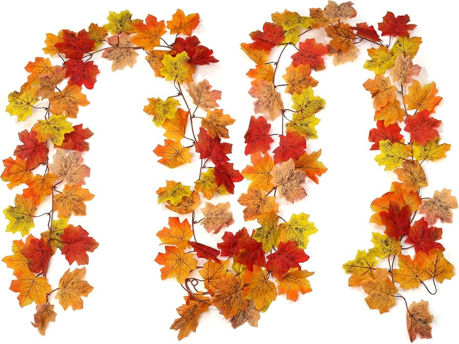 SITUMEIZI 2 Pack Fall Garland 79" Maple Fall Leaf Garland Deep Red Autumn Leaves Garland for Than... | Amazon (US)