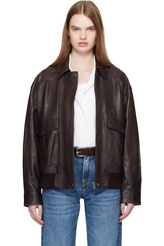 Brown Gigante Leather Jacket | SSENSE