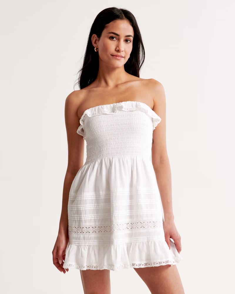 Strapless Smocked Mini Dress | Abercrombie & Fitch (US)