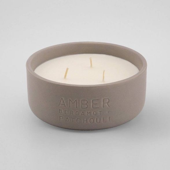 11oz Debossed Ceramic Jar 3-Wick Candle Amber - Bergamot & Patchouli - Project 62™ | Target
