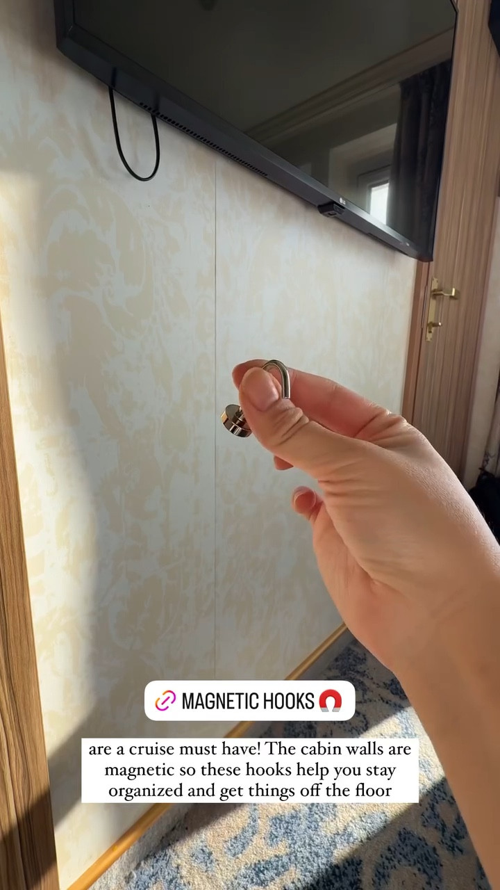 MAGNETIC HOOKS! These are a cruise must-have! The cabin walls are magnetic so these hooks help you stay organized and get things off the floor

#LTKKids #LTKTravel #LTKFindsUnder50