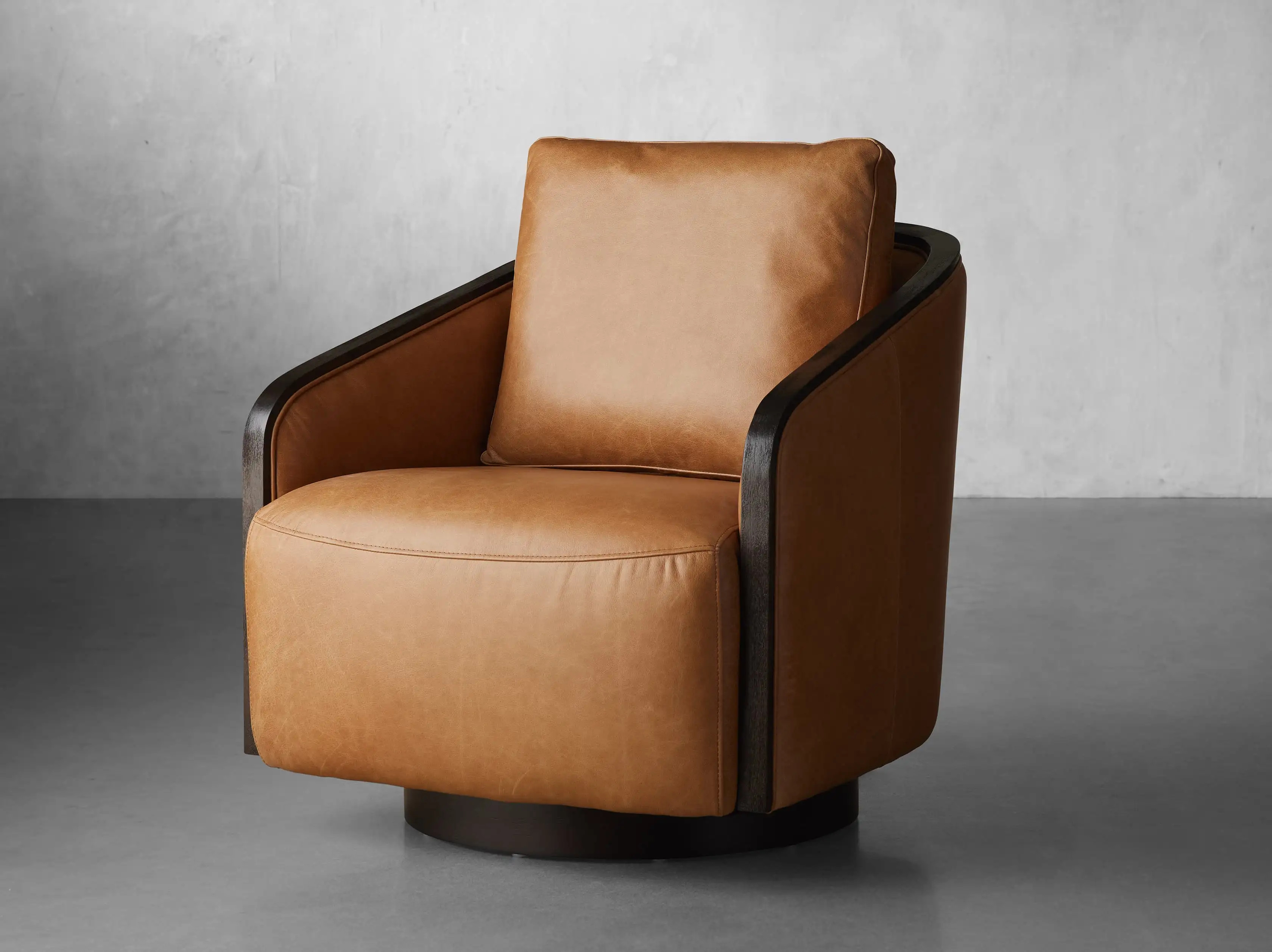 Pomona Leather Swivel Chair | Arhaus