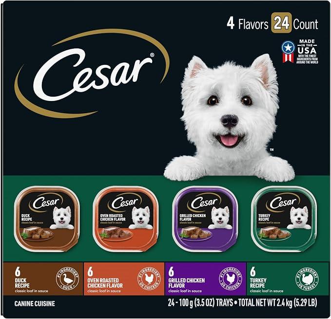 CESAR Adult Wet Dog Food Classic Loaf in Sauce Poultry Variety Pack,. Easy Peel Trays with Real C... | Amazon (US)