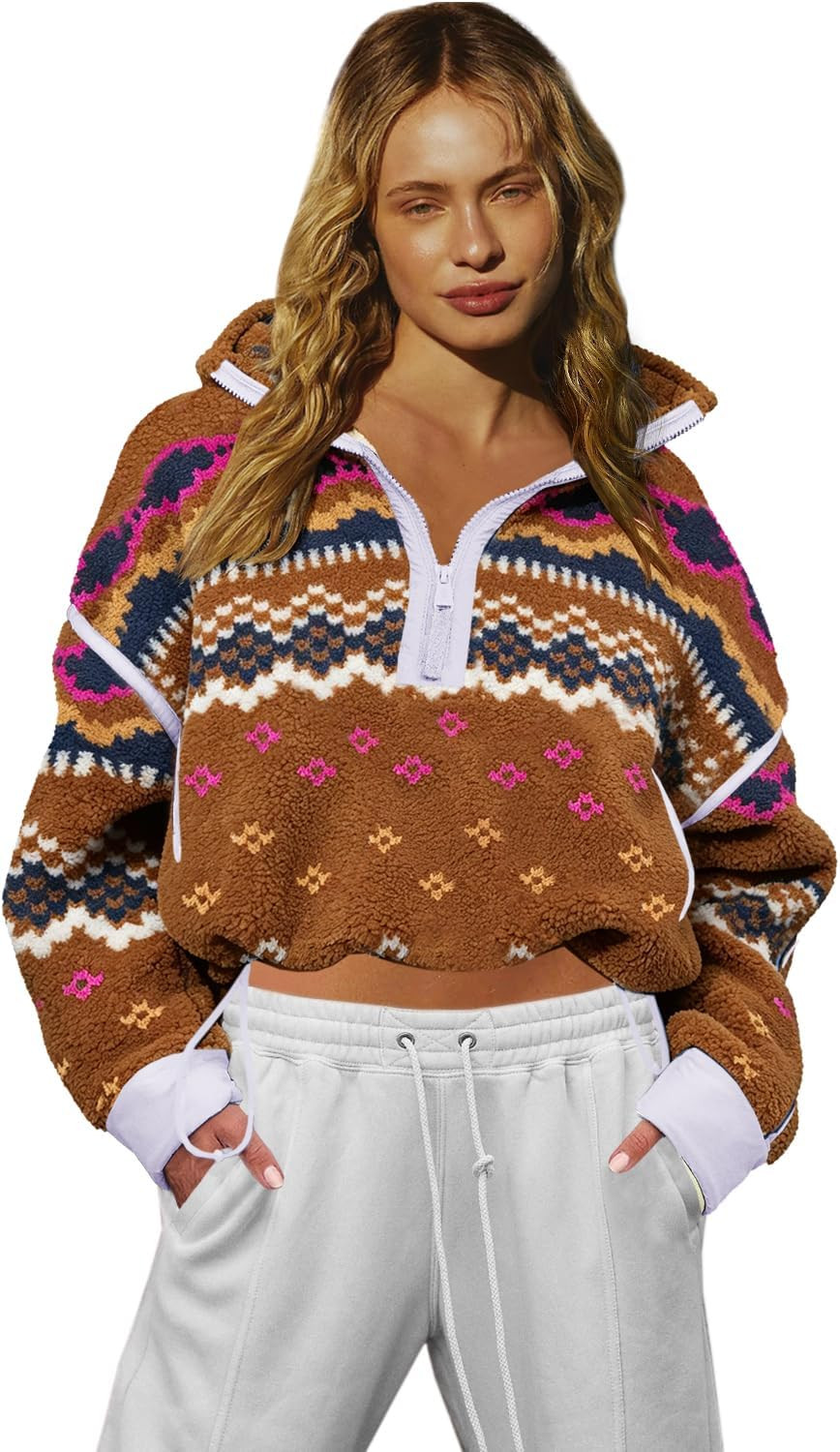 LAMISSCHE Women Fleece Half Zip Sweatshirt Long Sleeve Sherpa Jacket | Amazon (US)