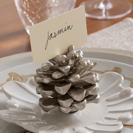 Forest Shine Metal Pinecone Placecard Holders | West Elm (US)