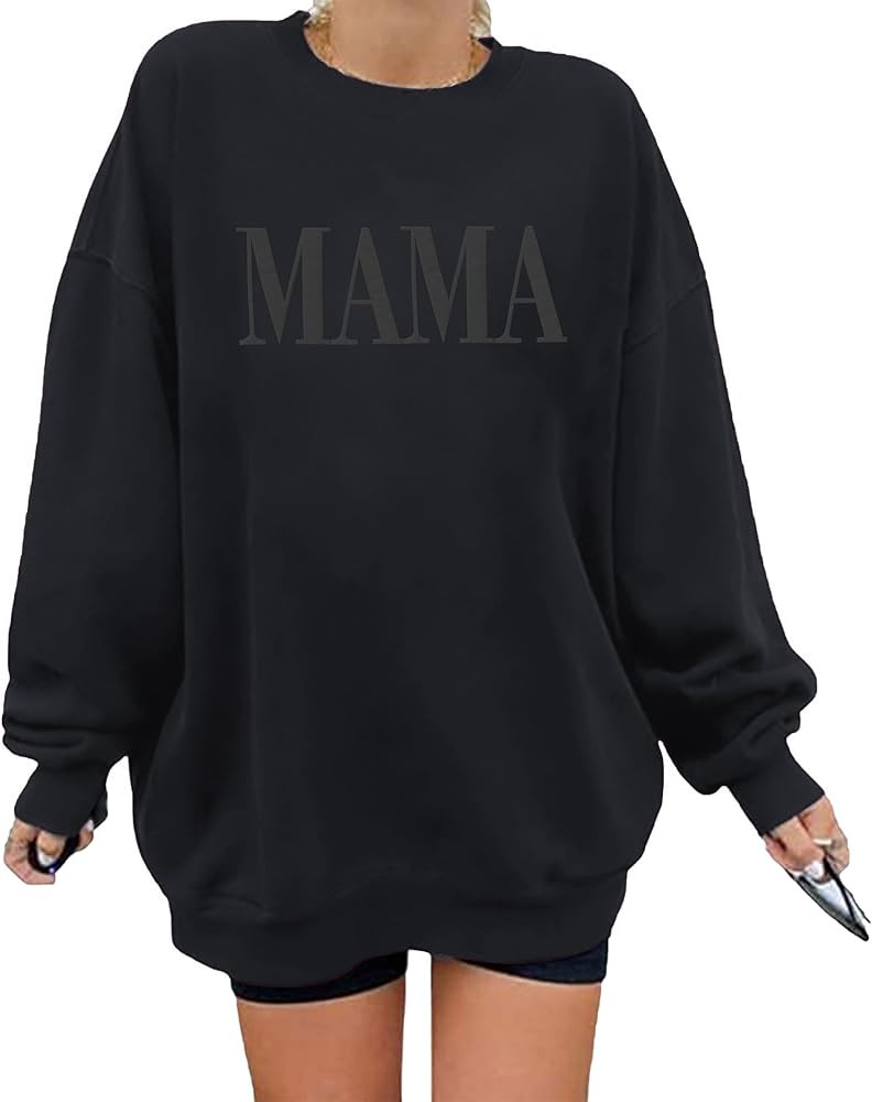 AIIWEIS Oversized Mama Sweatshirt for Women Mom Letter Print Pullover Tops Casual Crewneck Long S... | Amazon (US)