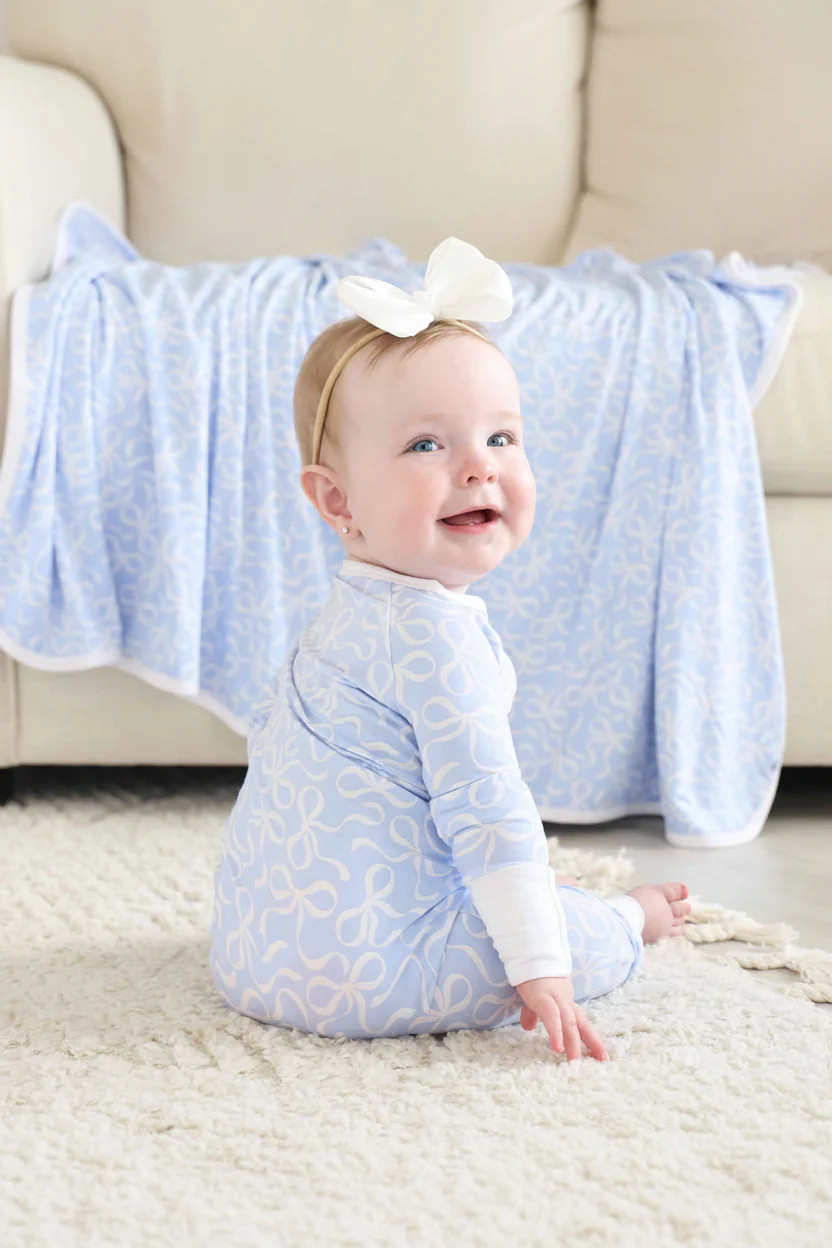 Blue-tiful Bows Convertible Zip Romper | Caden Lane