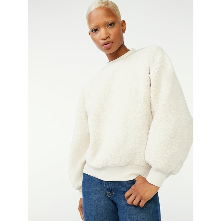 Free Assembly Women's Teddy Fleece Crewneck Sweatshirt - Walmart.com | Walmart (US)