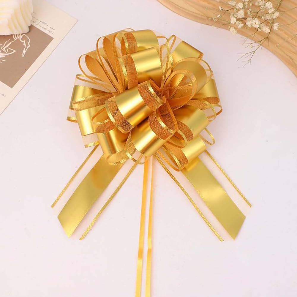 10 Pieces Gold Pull Bow, Bows for Wrapping Gift or Flower Decorations, ChristmasVarious Party Gif... | Amazon (US)
