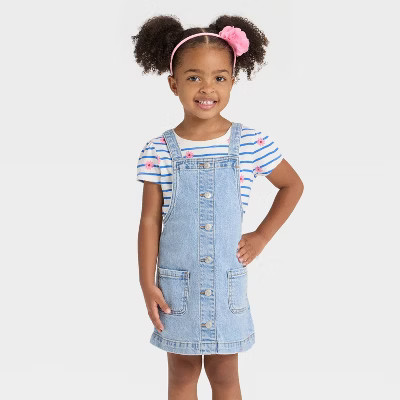 Toddler Girls' Denim Skirtalls - Cat & Jack™ Light Wash 4T | Target