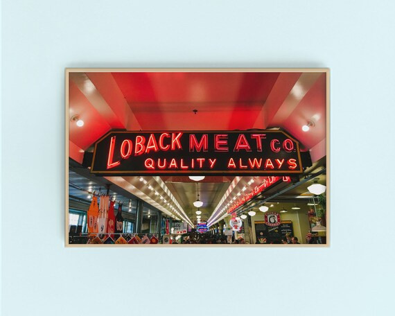 Pike's Place Loback Meat in Neon Digital Art Print | Downloadable + Printable Gallery Artwork | Etsy (US)