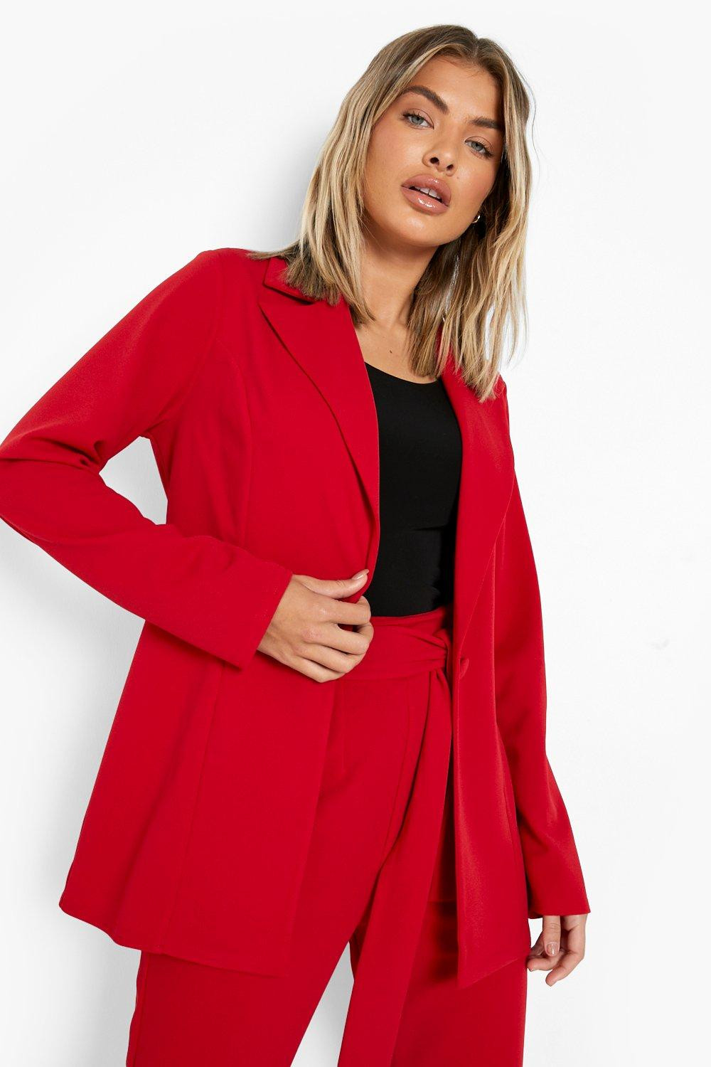 Plunge Fitted Crepe Blazer | Boohoo.com (UK & IE)