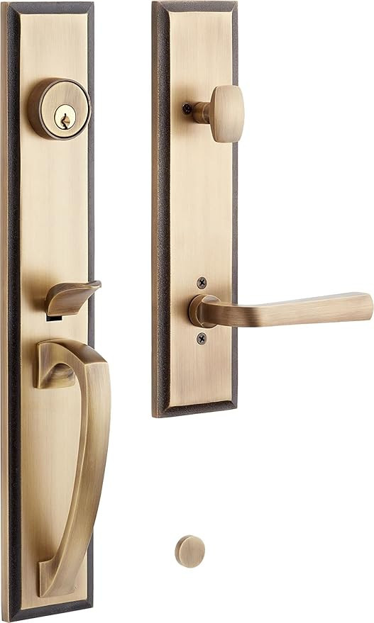 Signature Hardware 479101 Aurick Right Handed Solid Brass Keyed Entry Door Lever Set with 2-3/8" ... | Amazon (US)