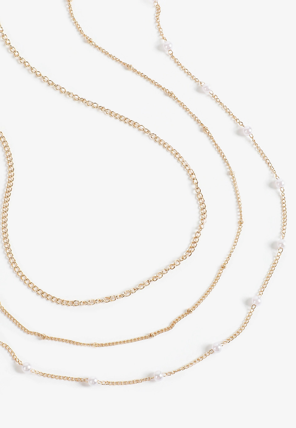 Gold Faux Pearl Layered Necklace | Maurices
