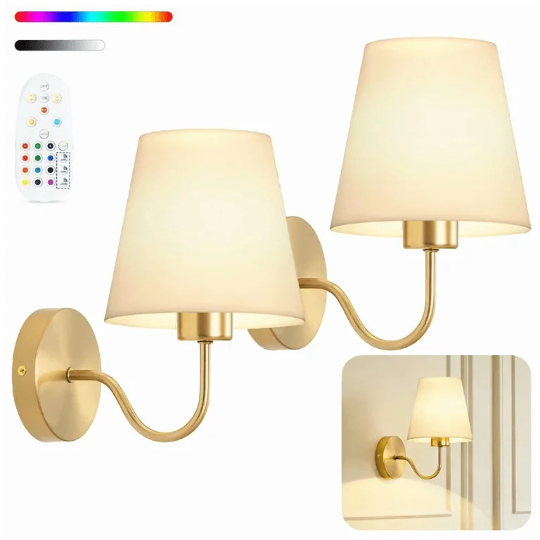 VOLIVO Wall Sconces Set of 2, 3 Color Temperatures & RGB, Cordless Rechargeable Warm Lights with ... | Walmart (US)