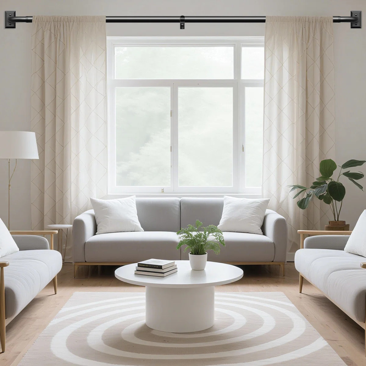 Wrap Around Window Curtain Rods Adjustable French Metal Large End Rods 48-90“ | Wayfair North America