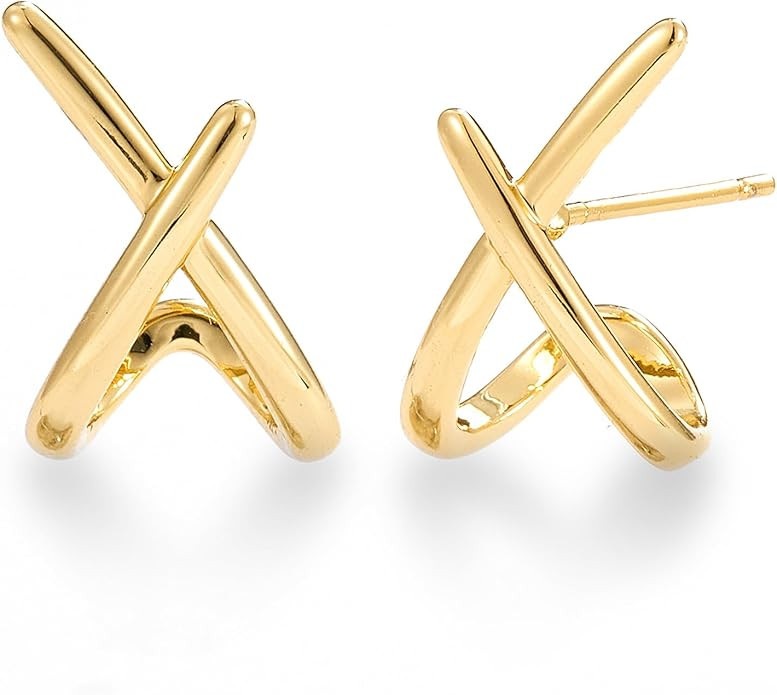 Gold Earrings for Women Trendy,14K Gold Stud Earrings Dainty Earrings Simple Minimalist Gold Earr... | Amazon (US)