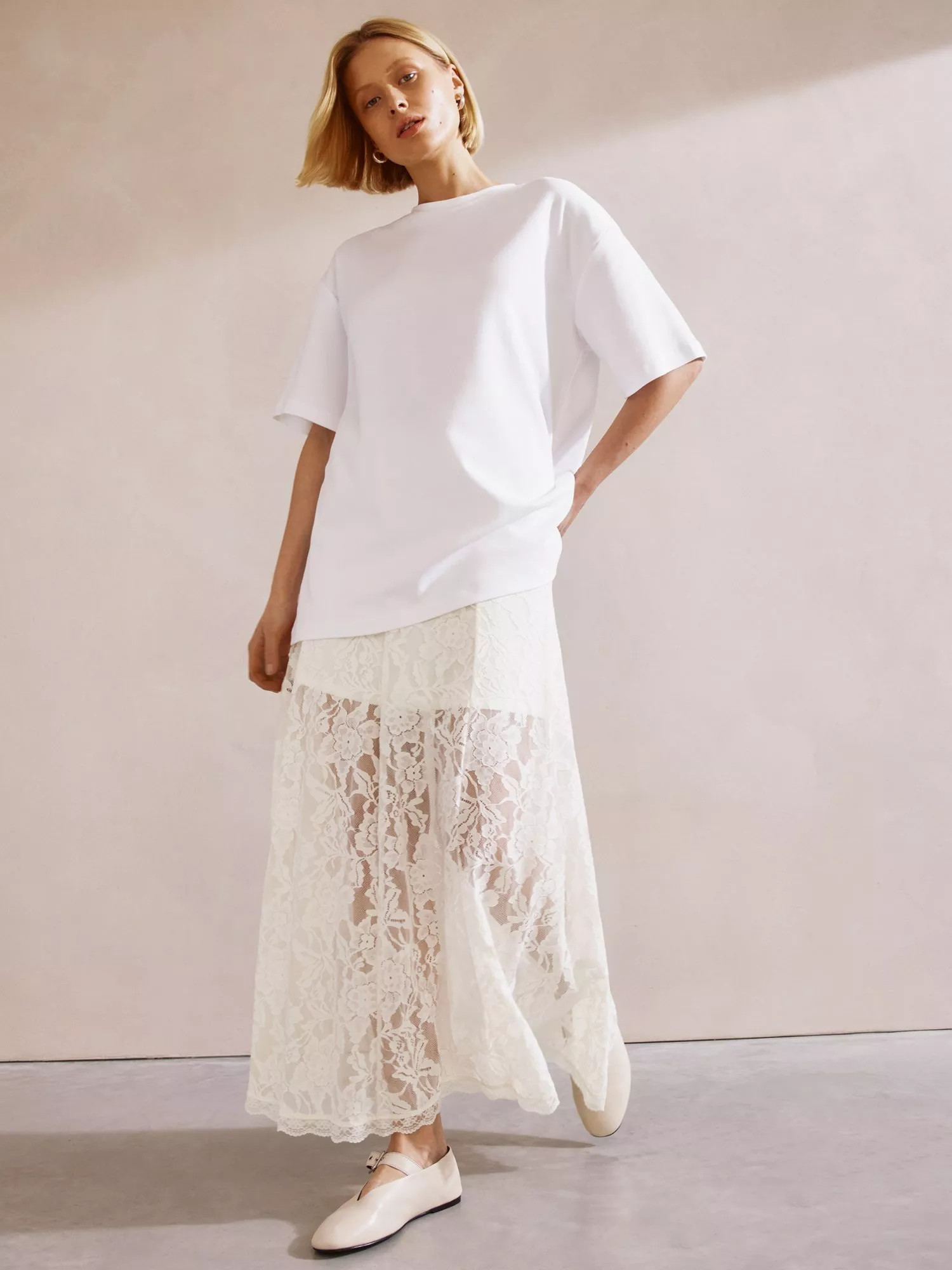 Albaray Lace Maxi Skirt, Cream | John Lewis (UK)