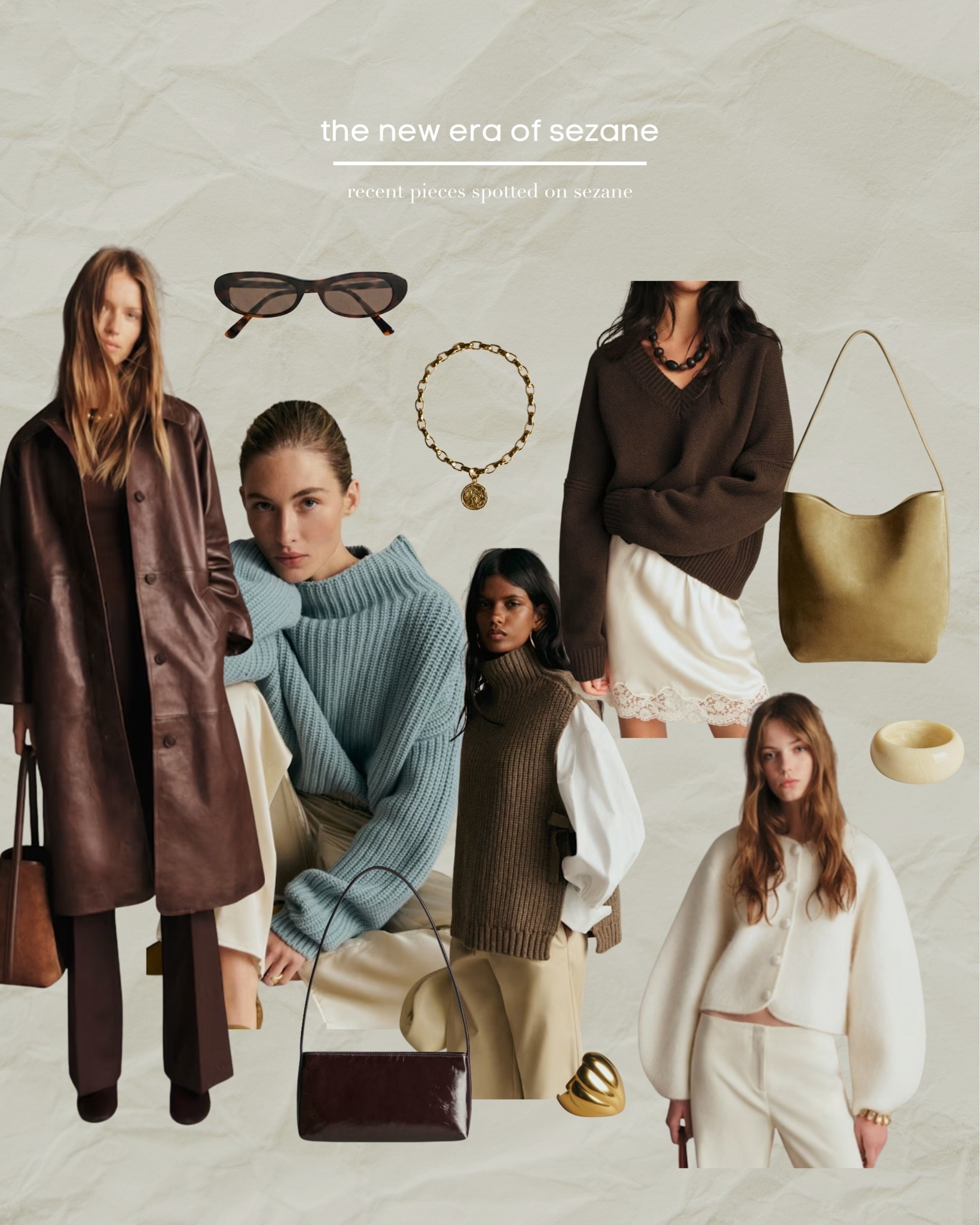 Sezane, Fall, Autumn Style, Autumn Collection, Leather Coat, Autumn Jacket, Brown, Chocolate Brown, Knitwear, Jumper, Tiffany Blue, Gold Jewellery

#LTKautumn #LTKuk #LTKeurope