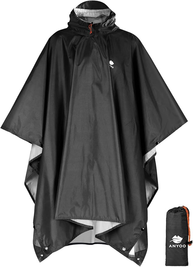 ANYOO Hooded Rain Poncho for Adults Waterproof Lightweight Rain Coat for Men Women Reusable Rain ... | Amazon (US)