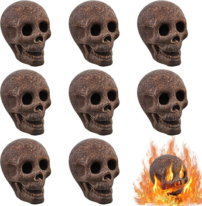 12 Pieces Fire Pit Skull Imitated Human Skull Gas Log for Indoor or Outdoor Fireplaces Ceramic Fi... | Amazon (US)