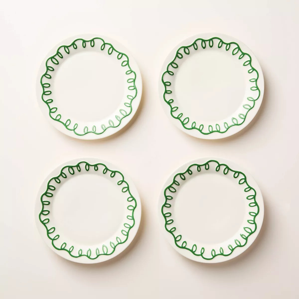 4pc Ceramic Dessert Plates Cream/Green - kate spade new york x Target | Target