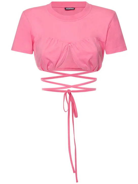 Le Tshirt Baci cotton self tie crop top | Luisaviaroma