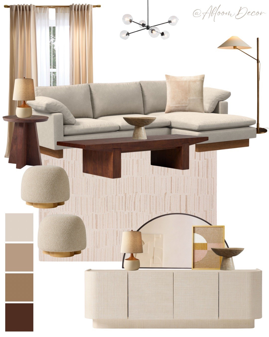 This neutral-toned living room is warm with a mix of soft textures and rich wood accents. 

#LTKHome