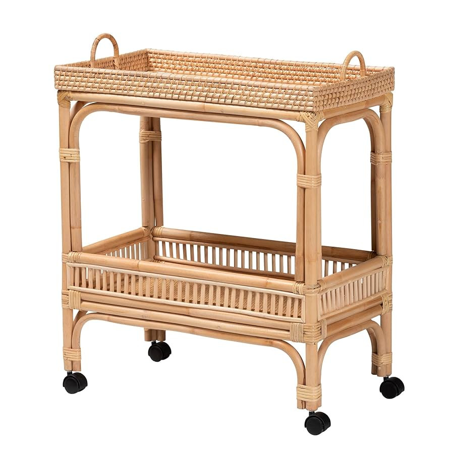 bali & pari Lombok Natural Rattan Wine Cart, 2-Tier | Amazon (US)