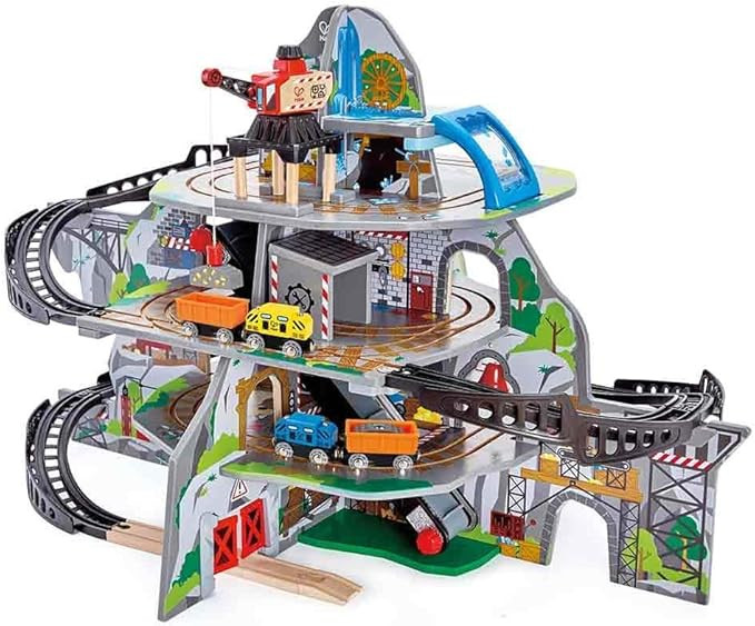 Hape Kids Wooden Railway Mighty Mountain Mine Set, L: 36.2, W: 23, H: 26 inch | Amazon (US)