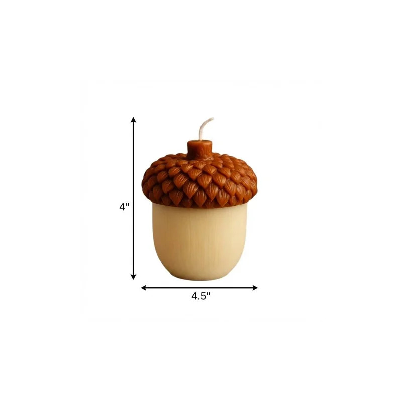 4" Brown And Ivory Pumpkin And Apple Scented Dimensional Acorn Candle | Wayfair North America
