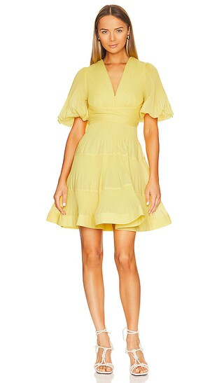 Pleated Mini Dress in Lemon | Revolve Clothing (Global)