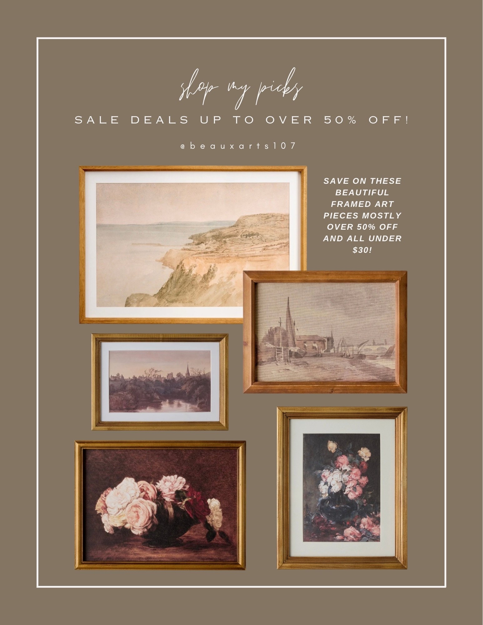 Save on these beautiful framed art on sale now mostly over 50% off!! Now all under $30!