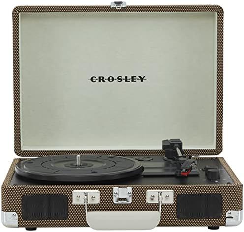 Crosley CR8005F-TW Cruiser Plus Vintage 3-Speed Bluetooth in/Out Suitcase Turntable, Tweed | Amazon (US)