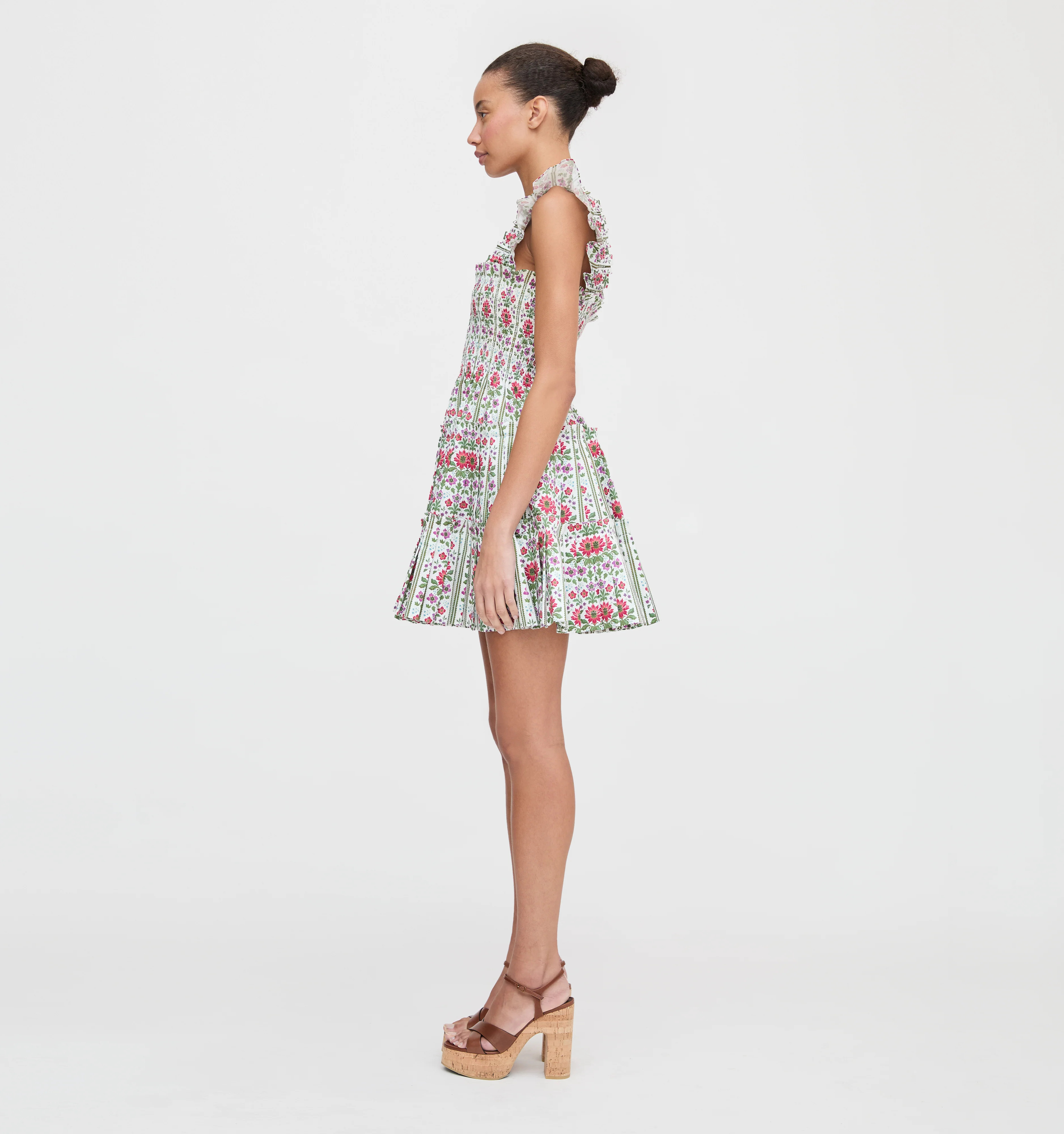 The Charlotte Nap Dress - Green Floral Block Stripe | Hill House Home US