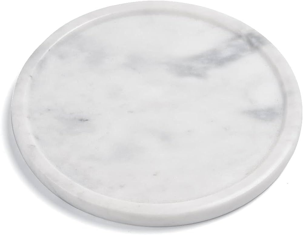 Natural Grey Marble Tray, Decorative Real Stone Round Tray, Genuine Marble Tray for Bathroom, Kit... | Amazon (US)