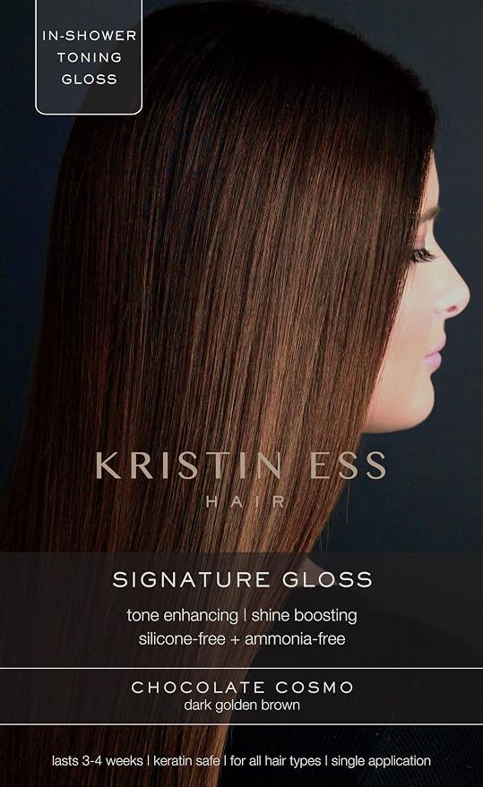 Kristin Ess Hair Gloss in Chocolate Cosmo Dark Golden Brown - 4 Wk Semi Permanent Hair Color for ... | Amazon (US)