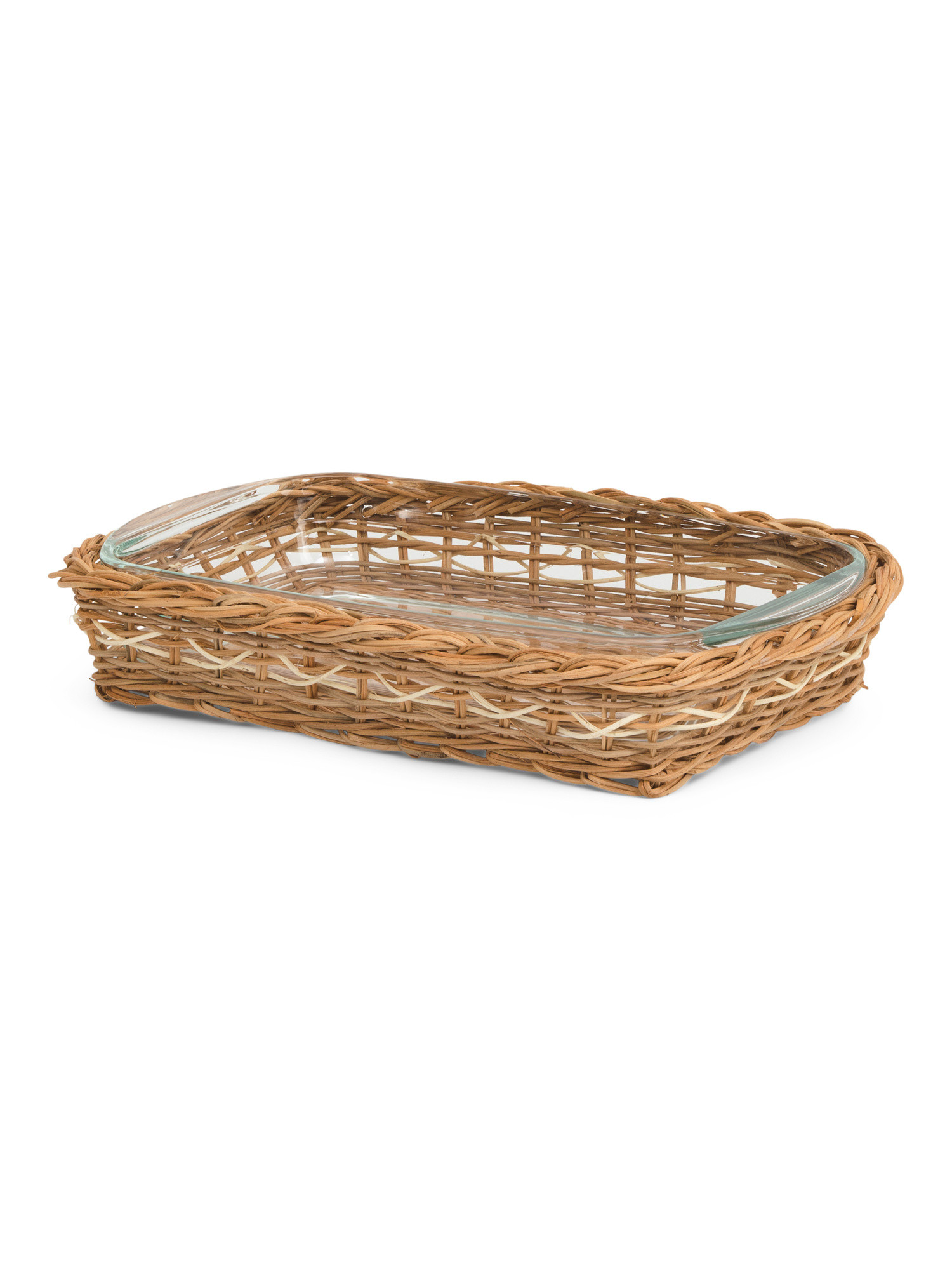 2pc 14x9 Glass And Rattan Oven To Table Baking Set | TJ Maxx